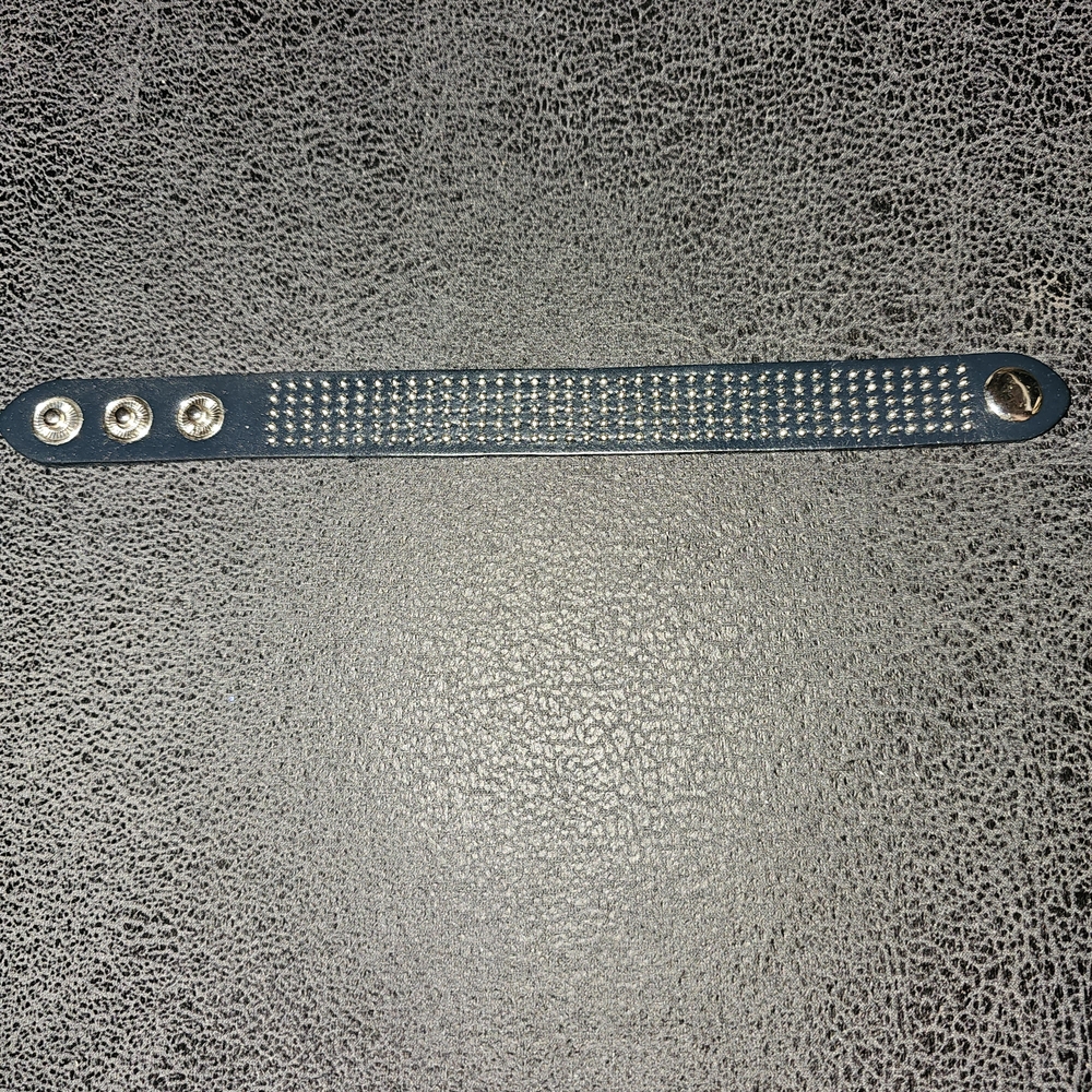 Stylish Blue Studded Bracelet with Snap Closure